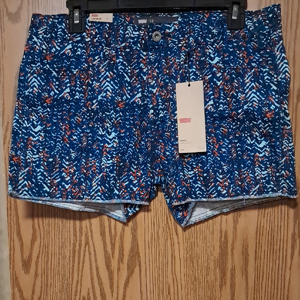 Levi's Blue Patterned Women's Jean Shorts with Orange Accents